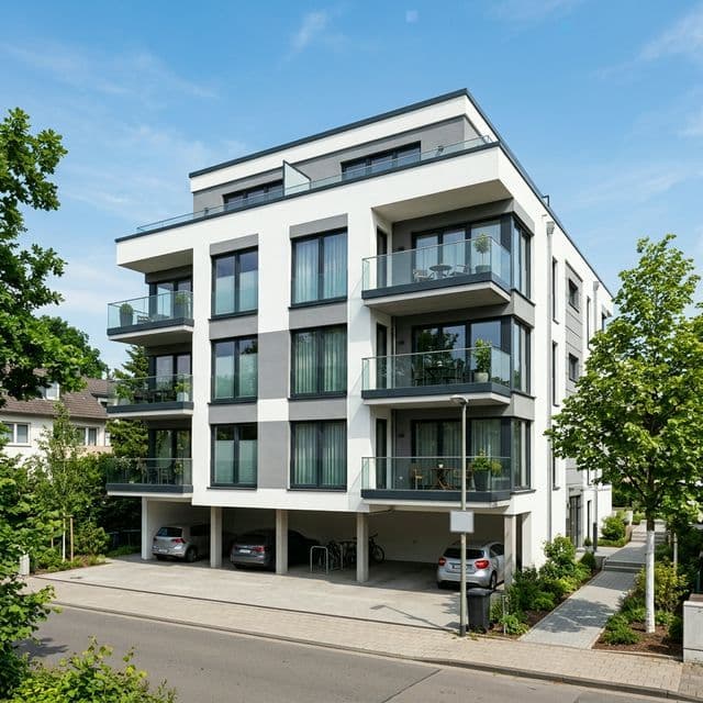 Modernes Wohnhaus mit klarer Architektur – Symbolbild Immobilien-Erwerb und -Veräußerung
